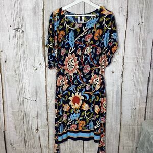 BCBG MAXAZRIA Floral Kimono Sleeve Lightweight Dress Size M  D
